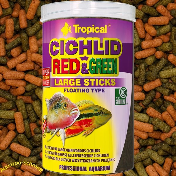 Tropical Cichlid Red & Green Large Sticks 1L  #