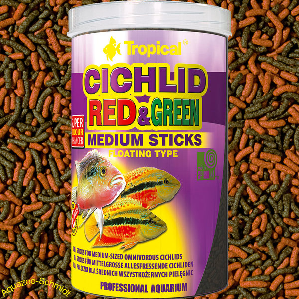 Tropical Cichlid Red & Green Medium Sticks #