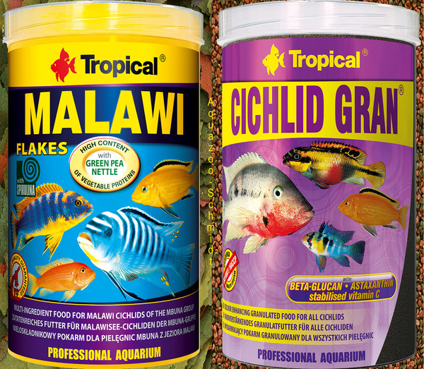 Tropical Malawi Flakes 1L + Tropical Cichlid Gran 1L