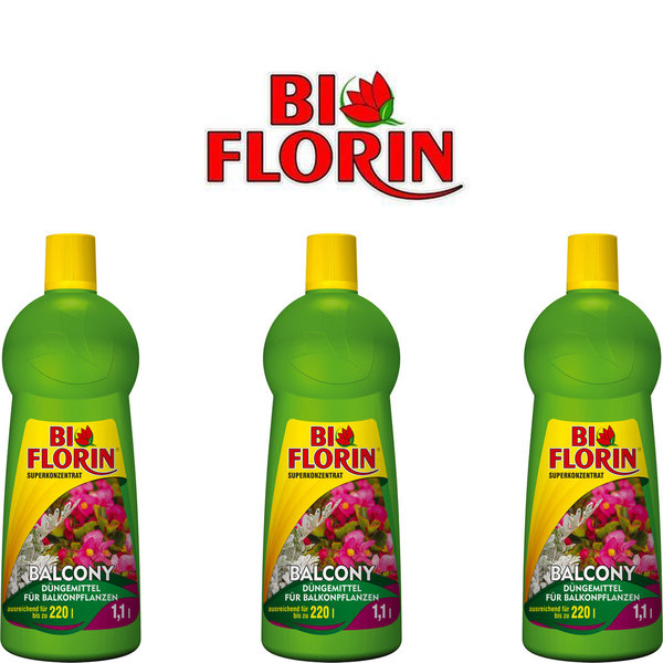 BI FLORIN Balcony 3x 1100ml für Zierpflanzen in Kübeln, Balkon , Terrasse, Wintergarten und Garten
